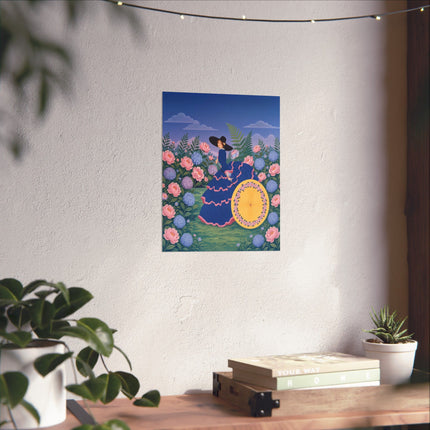 🌸☂️ The Lady Of The Flower Garden Parasol Matte Vertical Poster – Art Deco Botanical Elegance