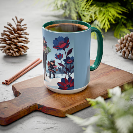 🎁🌺 The Christmas Gift Garden Stroll Colorful Mug – Art Deco Holiday Fantasy