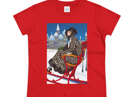 Elegant Winter Woman in Sleigh Women's Midweight Cotton Tee