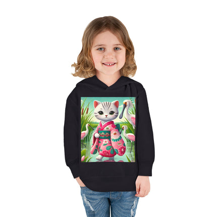 Geisha Kitten Strolls Among the Spoonbills Toddler Pullover Fleece Hoodie