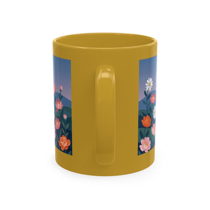🌸🎭 The Lady Of The Floral Masquerade Garden Ceramic Mug – Art Deco Fashion Whimsy