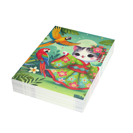 Parrot Dance of the Geisha Kitten Postcard Bundles (envelopes included) - Bundles of 10, 30, 50 Pieces