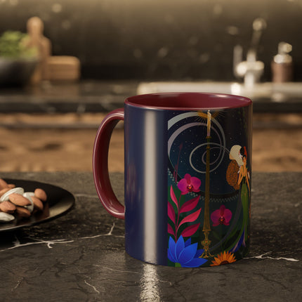 The Lady Of The Starlit Candles Colorful Mugs – Art Deco Theatrical Romance
