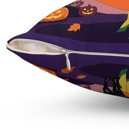 🎃🌕 The Pumpkin Moon Enchantress Square Pillow – Elegant Halloween Masquerade