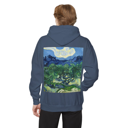 Olive Trees by Vincent Van Gogh Unisex Garment-Dyed Hoodie