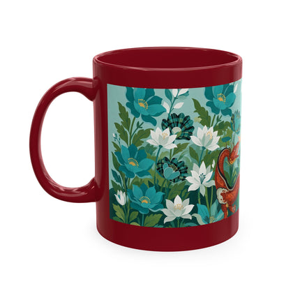 🐉🌿 The Lady & The Garden Dragon Ceramic Mug – Art Deco Botanical Whimsy