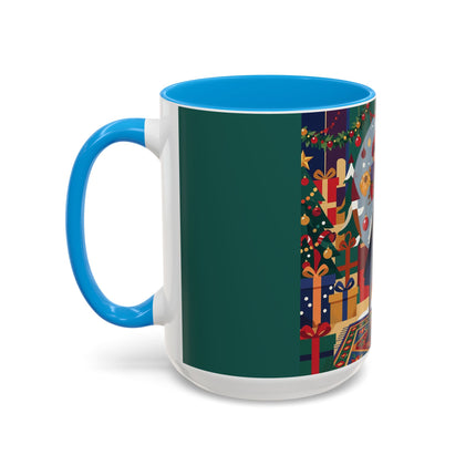 ☃️🎄 The Snowman's Christmas Companion Colorful Mug – Art Deco Holiday Fantasy