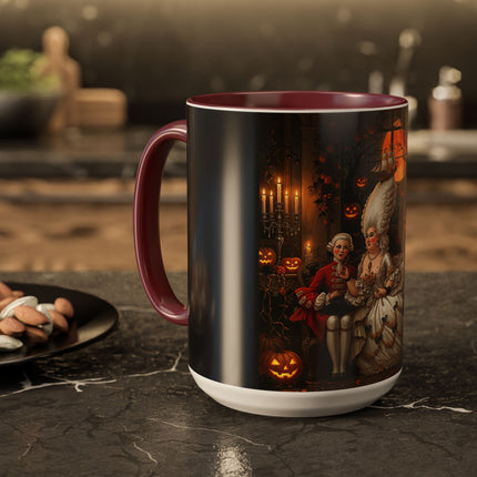 🌙🎃 The Moonlit Pumpkin Parlor Colorful Mug – Elegant Halloween Charm
