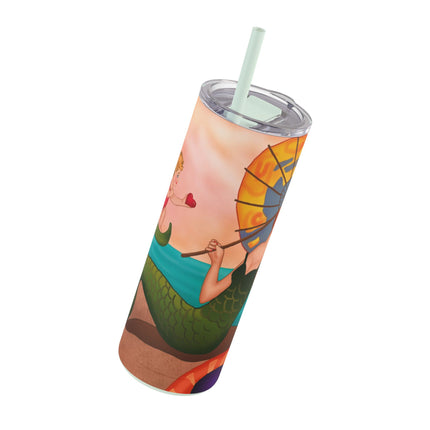 Mermaid with Parasol and Cupid by George Barbier Skinny Matte Tumbler, 20oz