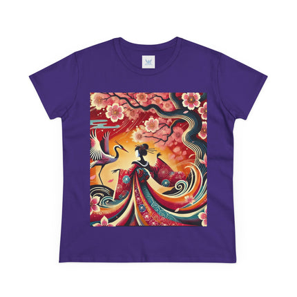 Fairy and Stork Beneath the Cherry Blossoms Cotton Tee
