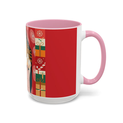 ❤️ The Lady Of The Candlelit Christmas Alcove Colorful Mug – Art Deco Holiday Elegance