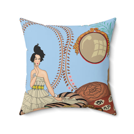 Minuit … ou l’appartement à la mode by George Barbier Spun Polyester Square Pillow