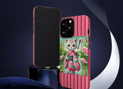 Geisha Kitten Strolls Among the Spoonbills Phone Cases