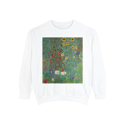 Farm Garden with Sunflowers by Gustav Klimt Unisex Garment-Dyed Sweatshirt