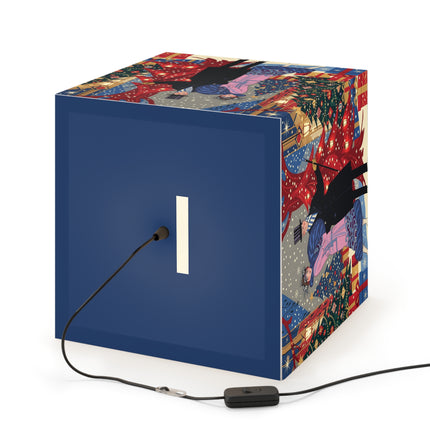 🎩🎄 Christmas Eve Promenade Light Cube Lamp – Art Deco Holiday Elegance