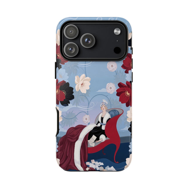 🌹✨ The Scarlet Chaise Phone Case – Art Deco Floral Glamour