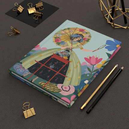 🪞🌸 The Lady Of The Floral Parasol Hardcover Journal – Art Deco Garden Elegance