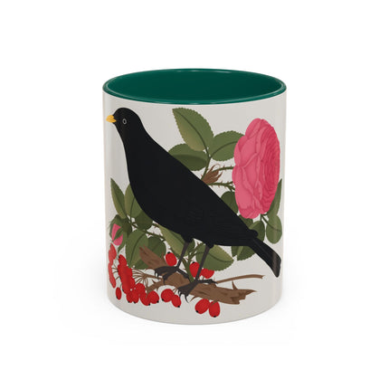 Blackbird & Rose Colorful Mugs – Timeless Elegance & Nature's Harmony