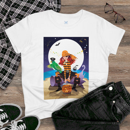 Moonlit Pirate Halloween Women's Midweight Cotton Tee