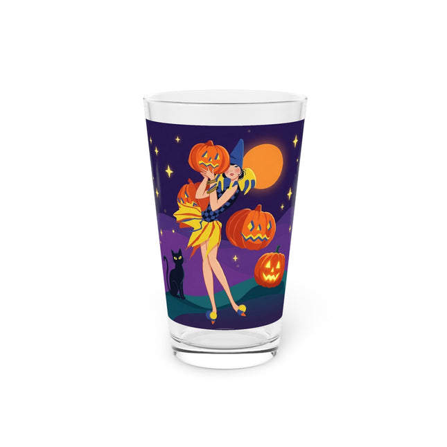 🎃🕯️ Moonlit Pumpkin Masquerade Glass, 16oz – Whimsical Halloween Charm