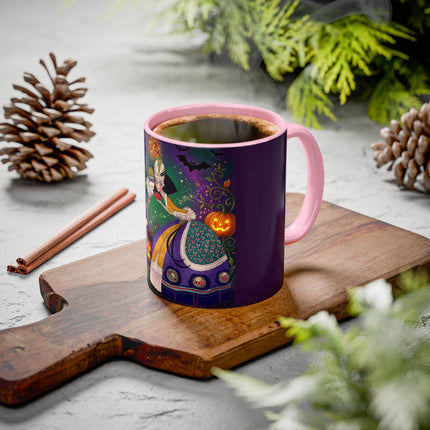 🎭🎃 The Masquerade Beneath The Pumpkin Lantern Colorful Mug – Theatrical Halloween Charm