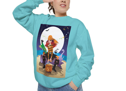 Moonlit Pirate Halloween Unisex Garment-Dyed Sweatshirt
