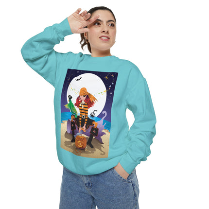 Moonlit Pirate Halloween Unisex Garment-Dyed Sweatshirt