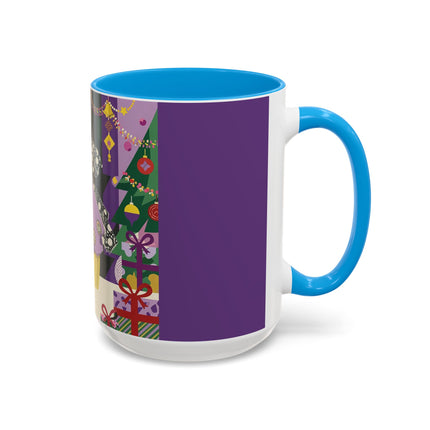 🎁✨ The Lavender Christmas Masquerade Colorful Mug – Art Deco Holiday Fantasy