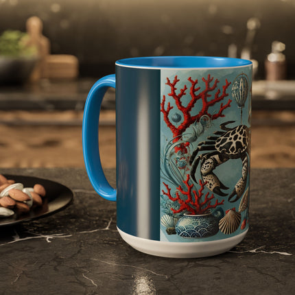 Spotted Crab & Pagoda Colorful Mug – Mystical Ocean & Asian Harmony