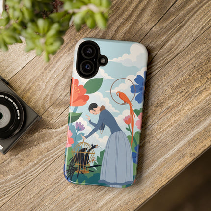 🦜🌺 The Lady Of The Garden Aviary Phone Case – Art Deco Floral Whimsy