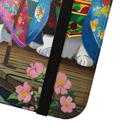 🌸🐱 Kimono Kitties Flip Case – Whimsical Elegance & Storybook Charm