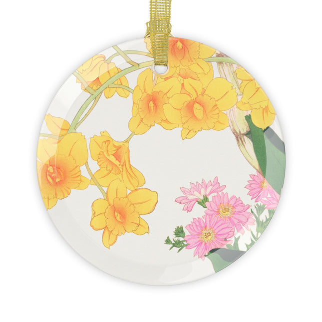 Golden Bow Orchid by Tanigami Kônan Glass Ornaments (1-5-10-25-50 pieces)