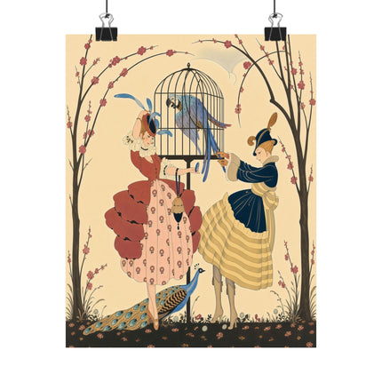 🦚🌸 The Garden Of The Exotic Birds Matte Vertical Poster – Art Deco Fashion Whimsy