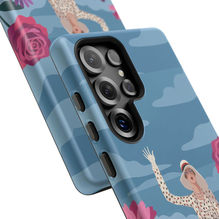 🌺👒 The Grand Flower Promenade Phone Case – Art Deco Fashion Illustration