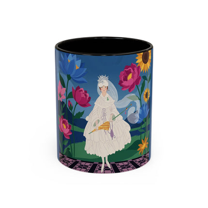 The Lady Of The Golden Parasol Colorful Mugs – Art Deco Botanical Elegance