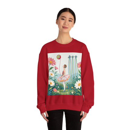 🌼🎈 The Garden Balloon Dancer Crewneck Sweatshirt – Art Deco Floral Whimsy