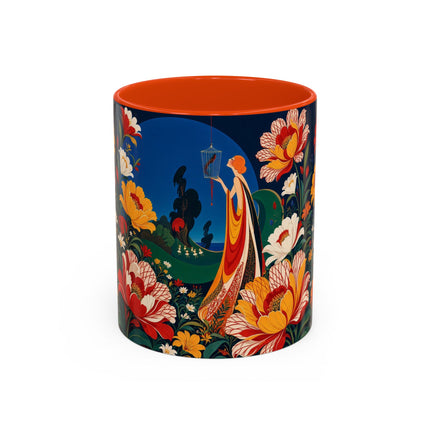 🌺🐦 The Enchanted Birdcage Garden Colorful Mug – Art Deco Floral Fantasy