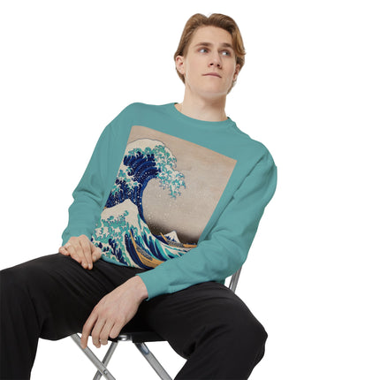 The Great Wave off Kanagawa by Katsushika Hokusai Garment-Dyed Sweatshirt