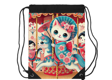 Geisha Kitten's Enchanted Carousel Ride Drawstring Bag