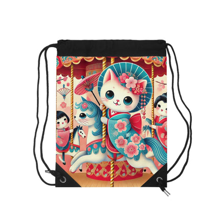 Geisha Kitten's Enchanted Carousel Ride Drawstring Bag