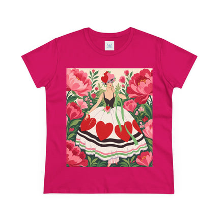 ❤️🌸 The Heart Garden Cotton Tee – Art Deco Floral Romance