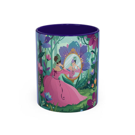 The Lady Of The Enchanted Mirror Colorful Mugs – Art Deco Botanical Elegance