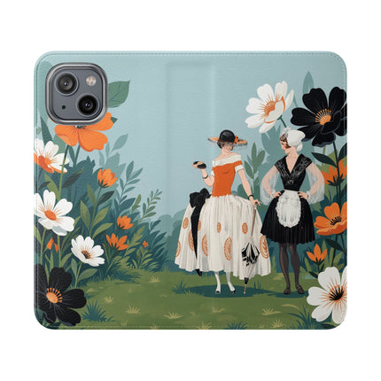 🌼🖤 The Ladies Of The Garden Promenade Flip Case – Art Deco Floral Fashion