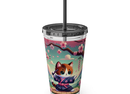 Samurai Kitten Sunsplash Tumbler with Straw, 16oz