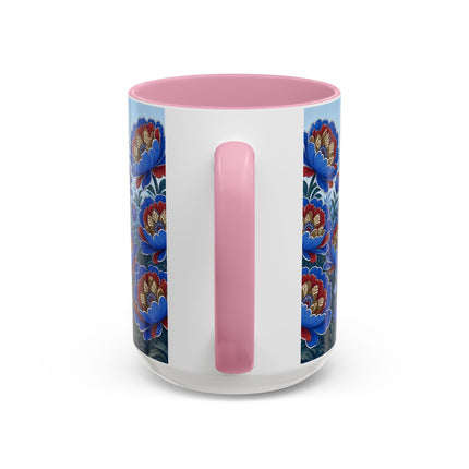 💙🌺 The Sapphire Blossom Garden Dancer Colorful Mug – Art Deco Fashion Fantasy