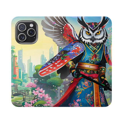 🦉⚔️ Cyberpunk Samurai Owl Flip Case – Neon Wisdom & Warrior Honor