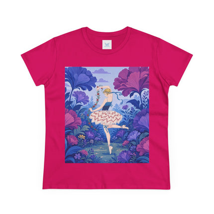 🌸🩰 The Enchanted Garden Ballet Cotton Tee – Art Deco Floral Whimsy