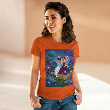 💜🌸 The Ladies Of The Enchanted Garden Cotton Tee – Art Deco Fashion Illustration