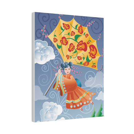 Flight of Blossoms – Whimsical Girl with Kite