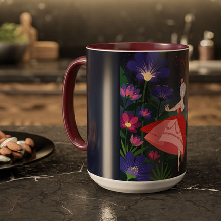 Moonlight Waltz Among The Blossoms Colorful Mugs – Art Deco Floral Enchantment